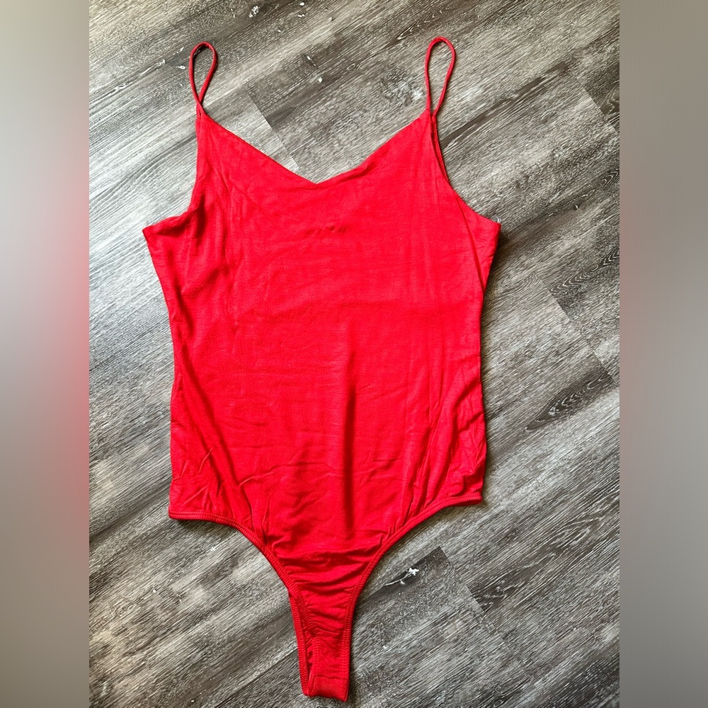 NWOT Red Spaghetti Strap Bodysuit